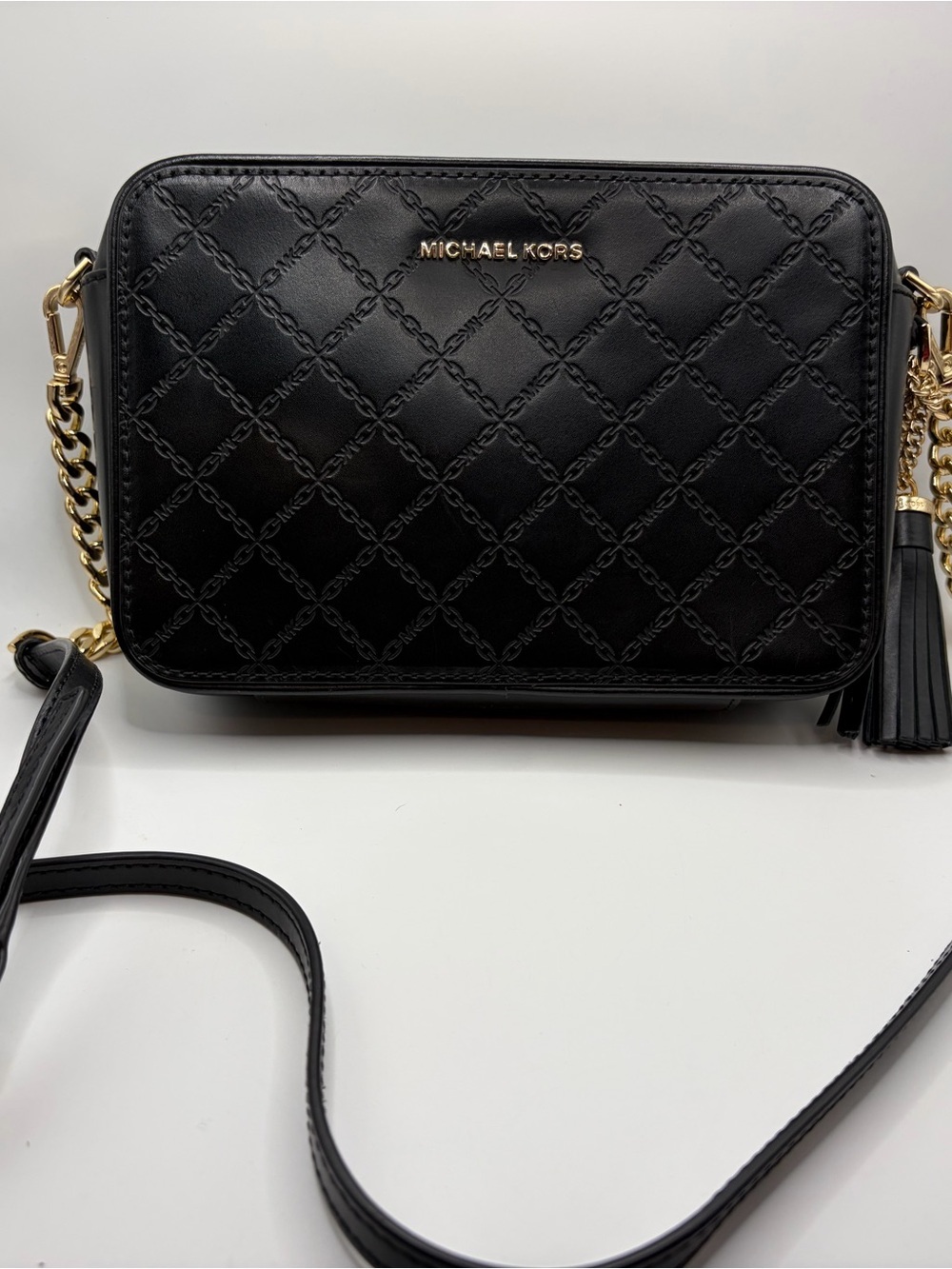 Michael Kors Black Leather Crossbody with Tassel